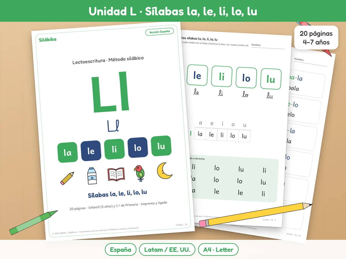 Vista previa de Unidad L · la, le, li, lo, lu