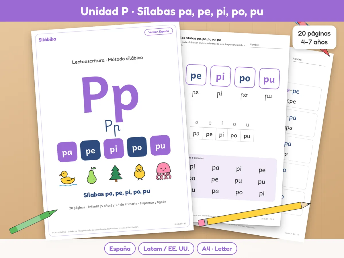 Vista previa de Unidad P · pa, pe, pi, po, pu